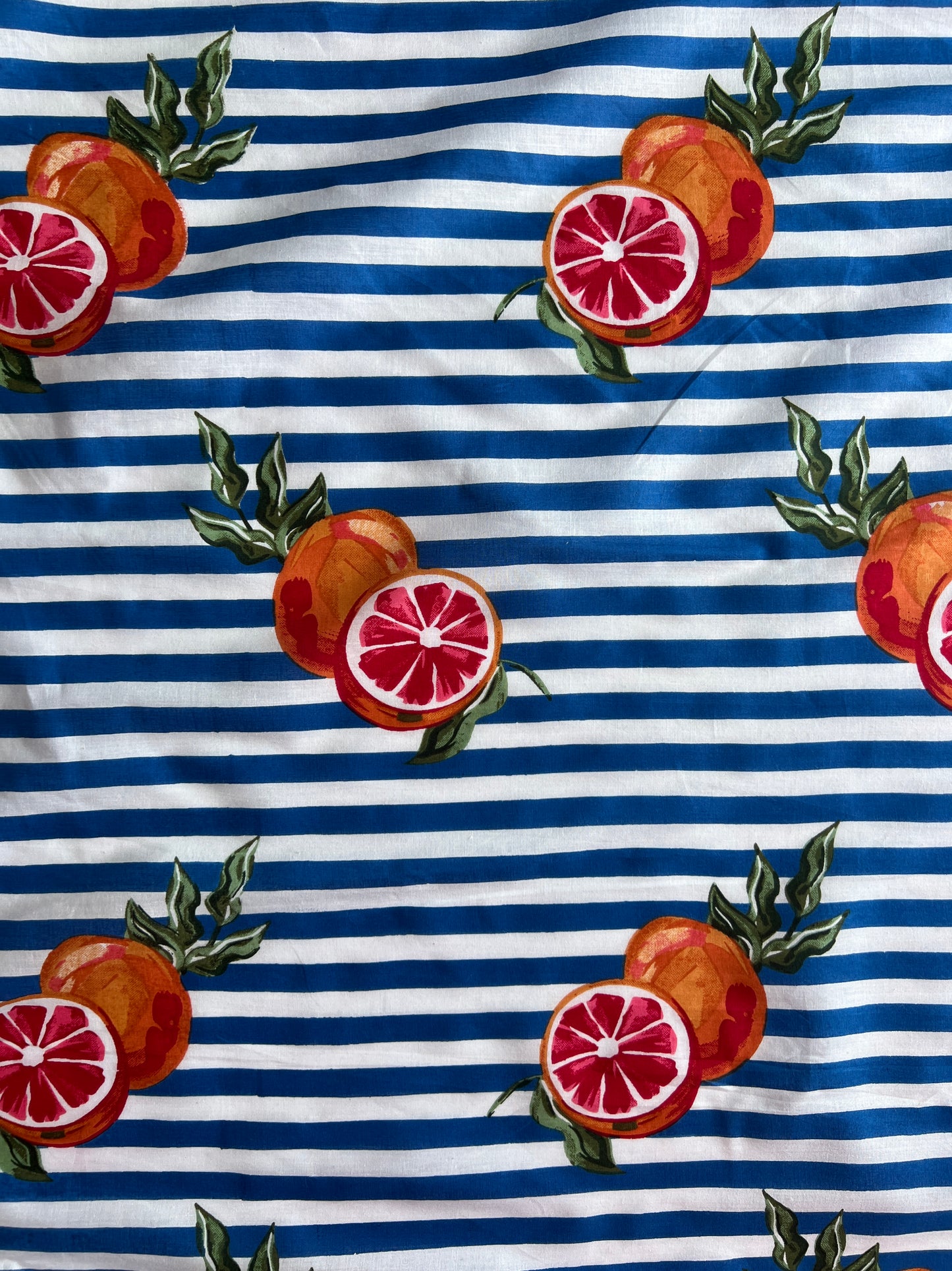 cotton fabric | aperol spritz blue stripe