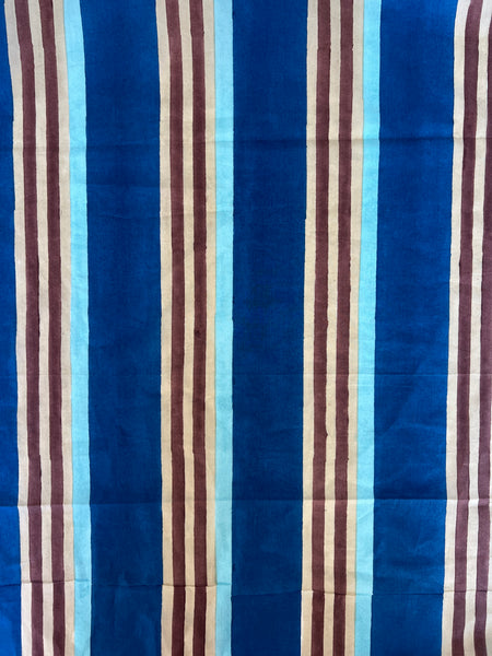 cotton fabric | Rottnest Stripes Blue, Aqua, Natural & Brown