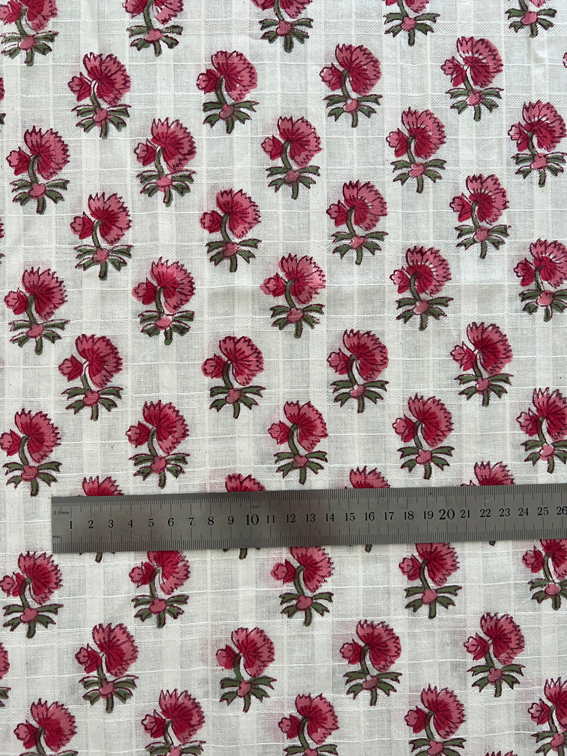 self check cotton fabric | raspberry buds