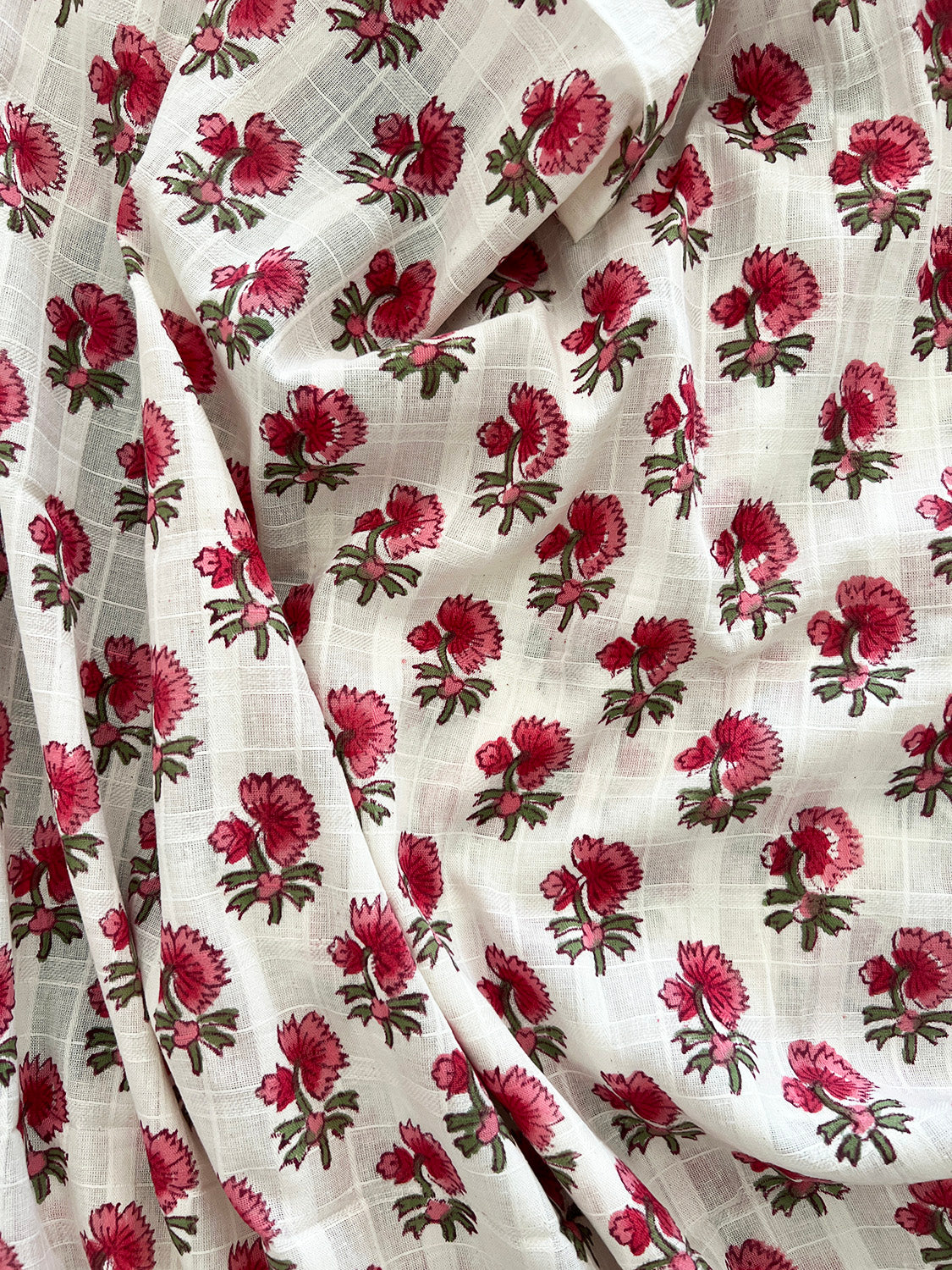 self check cotton fabric | raspberry buds