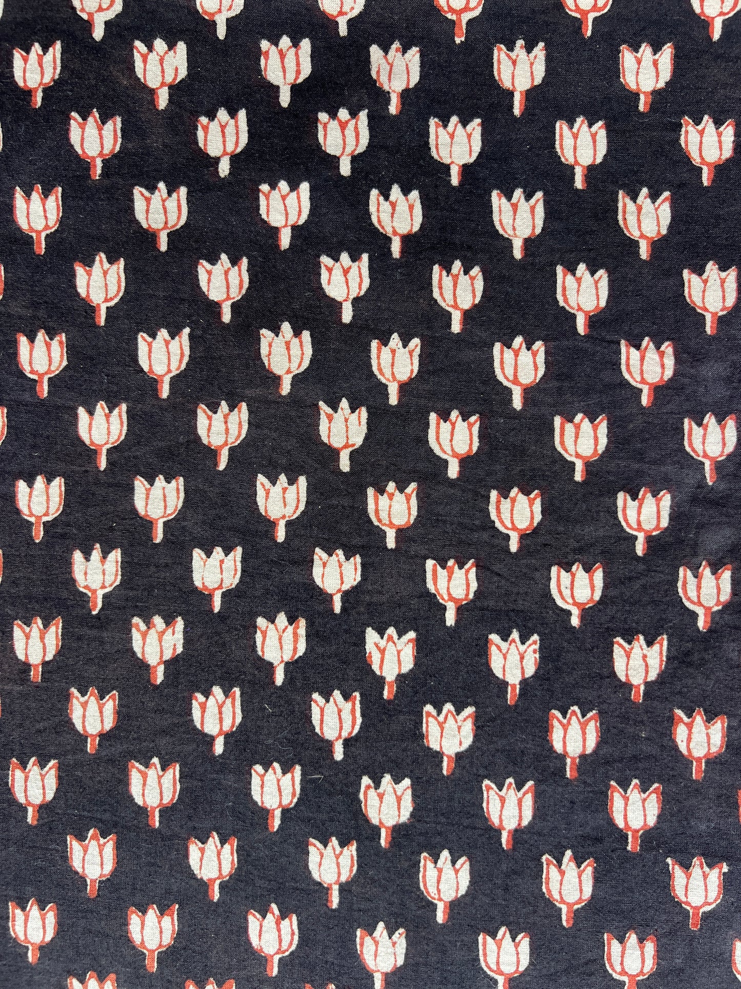 cotton fabric | little red buds on deep chocolate brown