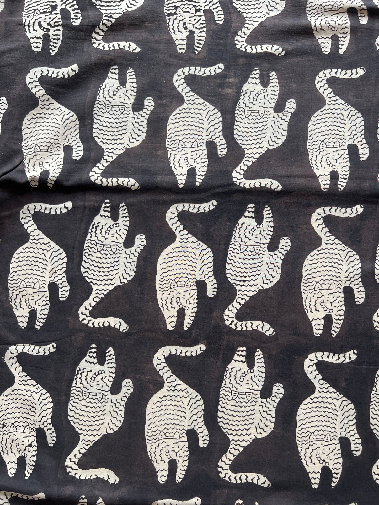 cotton fabric | striped tiger on black