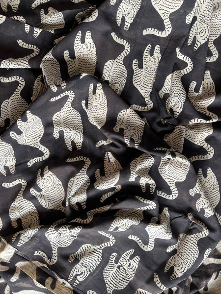 cotton fabric | striped tiger on black