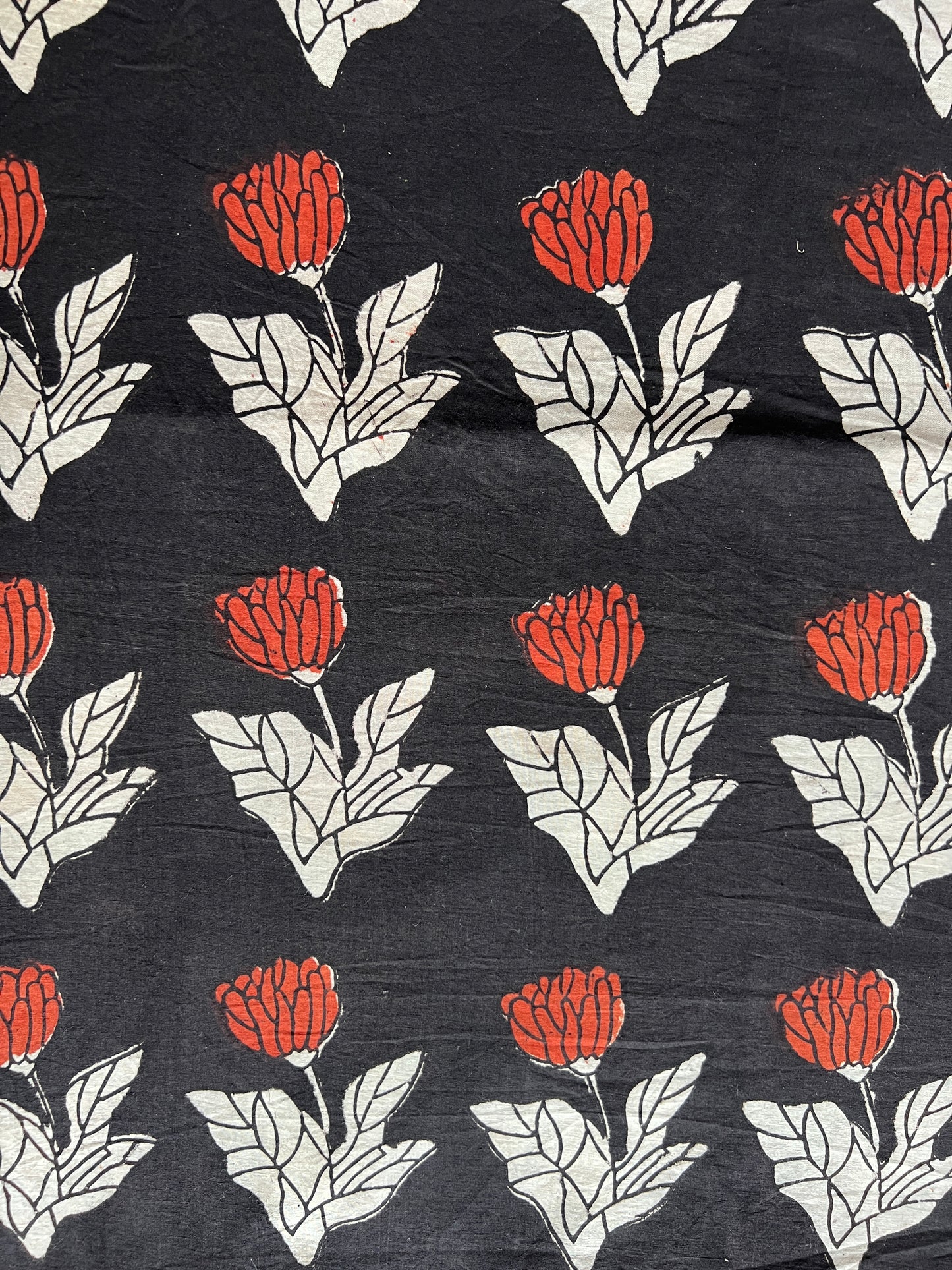 cotton fabric | large rose on black