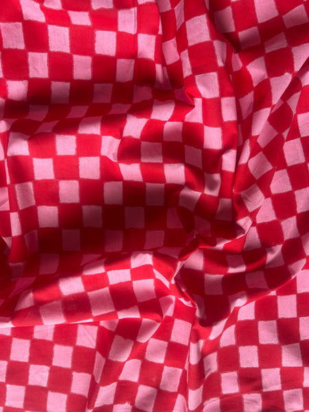 cotton fabric | red & pink checks