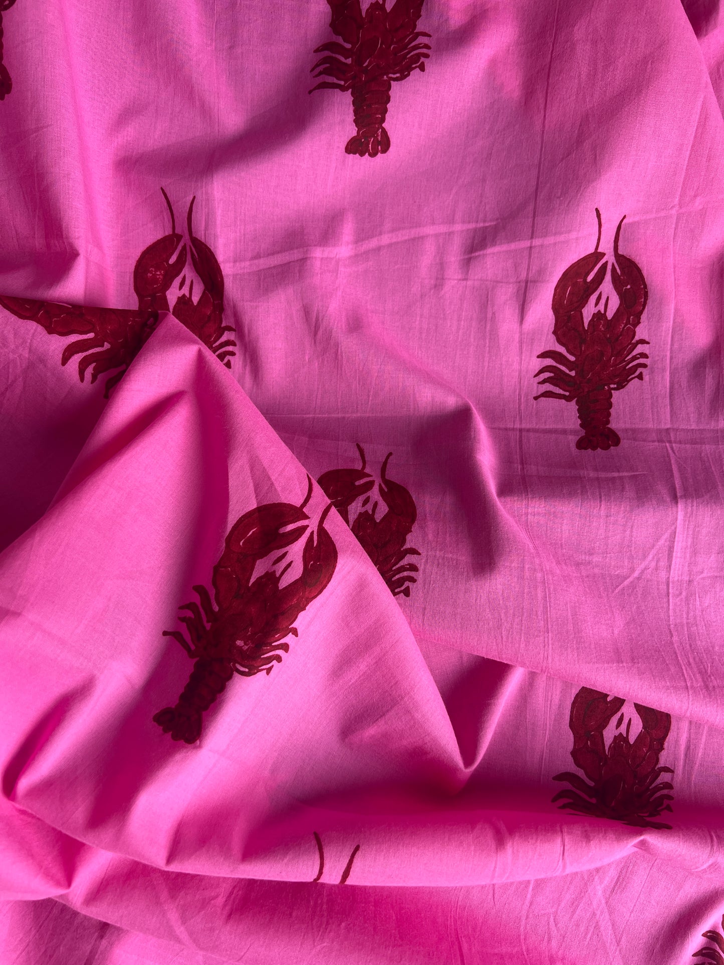 cotton fabric | hot pink red lobster