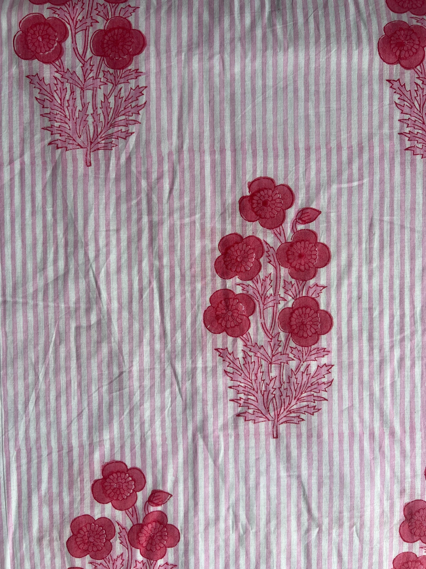 cotton fabric | baby pink fine stripe pretty pink floral bunch