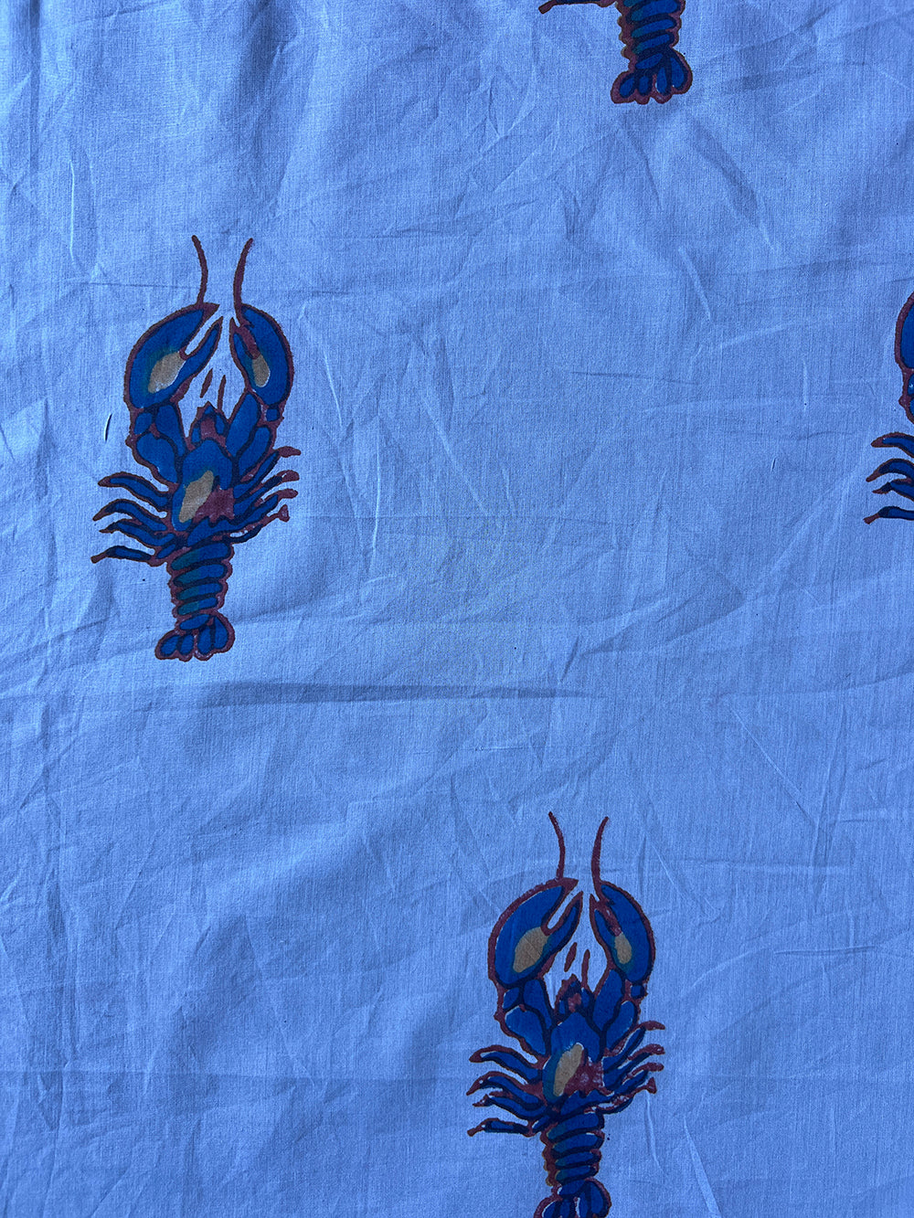 cotton fabric | chambray blue & navy lobster