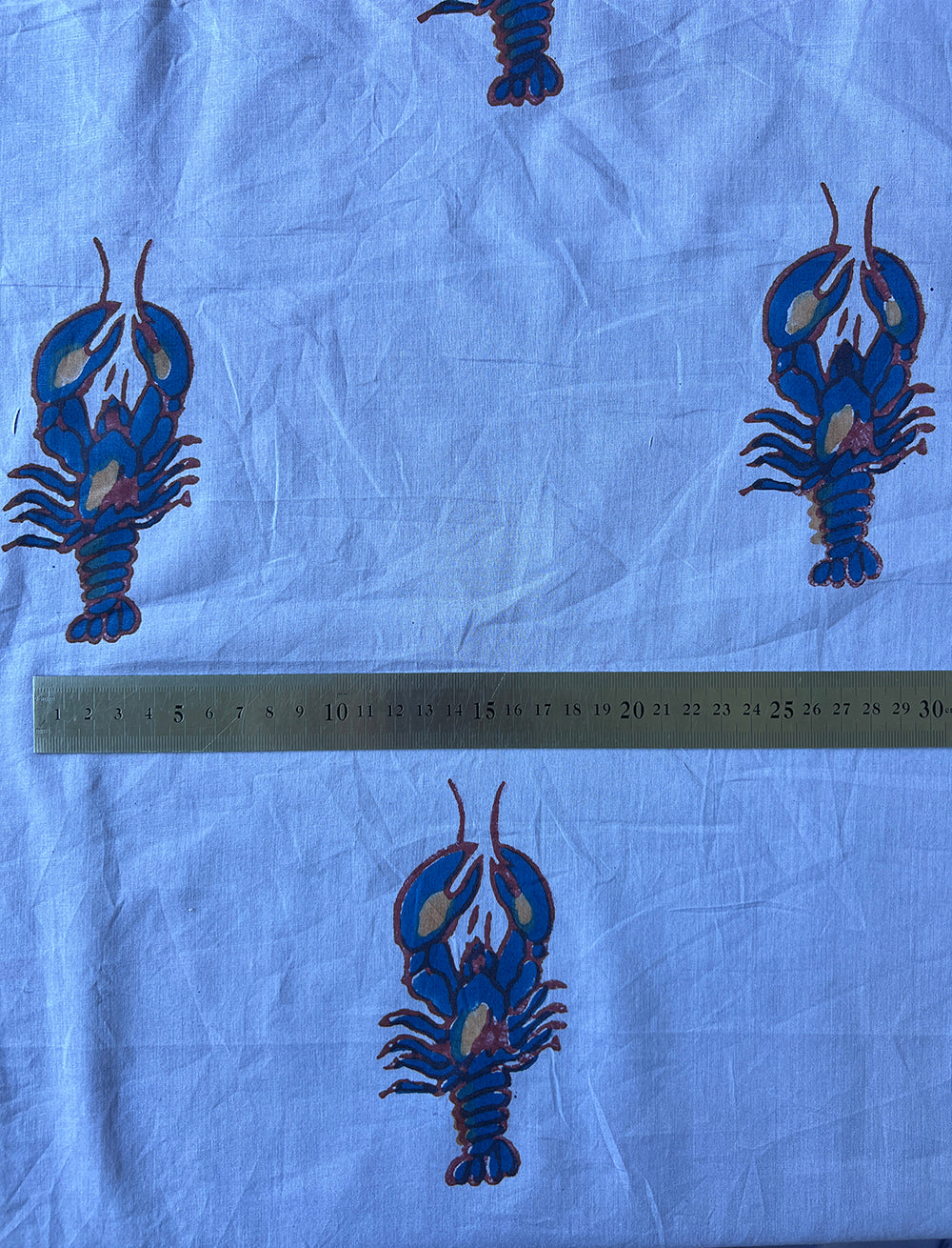 cotton fabric | chambray blue & navy lobster