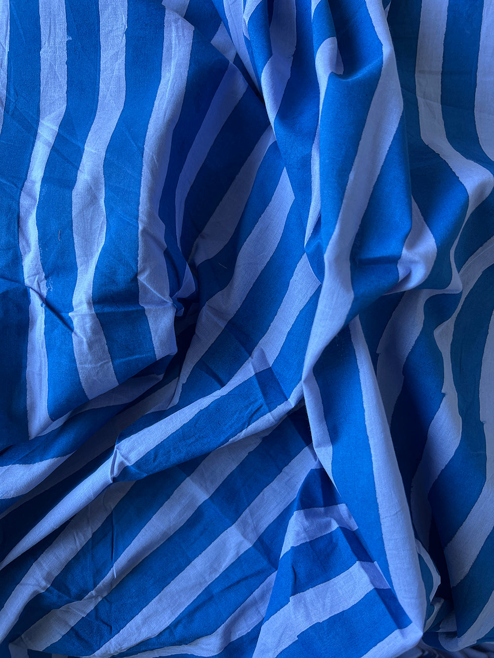 cotton fabric | chambray blue & navy stripe