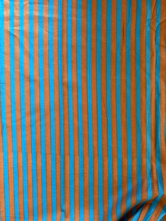cotton fabric | denim blue & chocolate brown THIN stripe