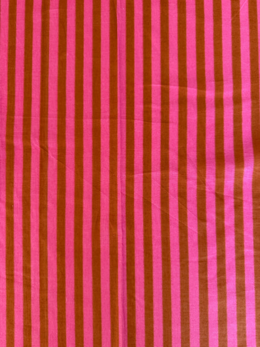 cotton fabric | candy pink and caramel stripe THIN stripe