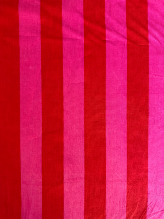 cotton fabric | hot pink & red stripe