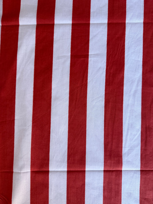 cotton fabric | rusty red and light grey stripe