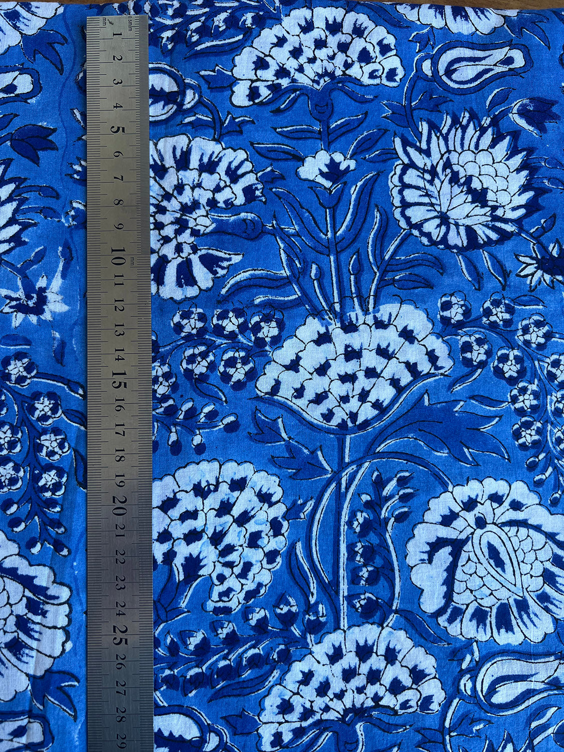 cotton fabric | cerulean blue & navy large floral