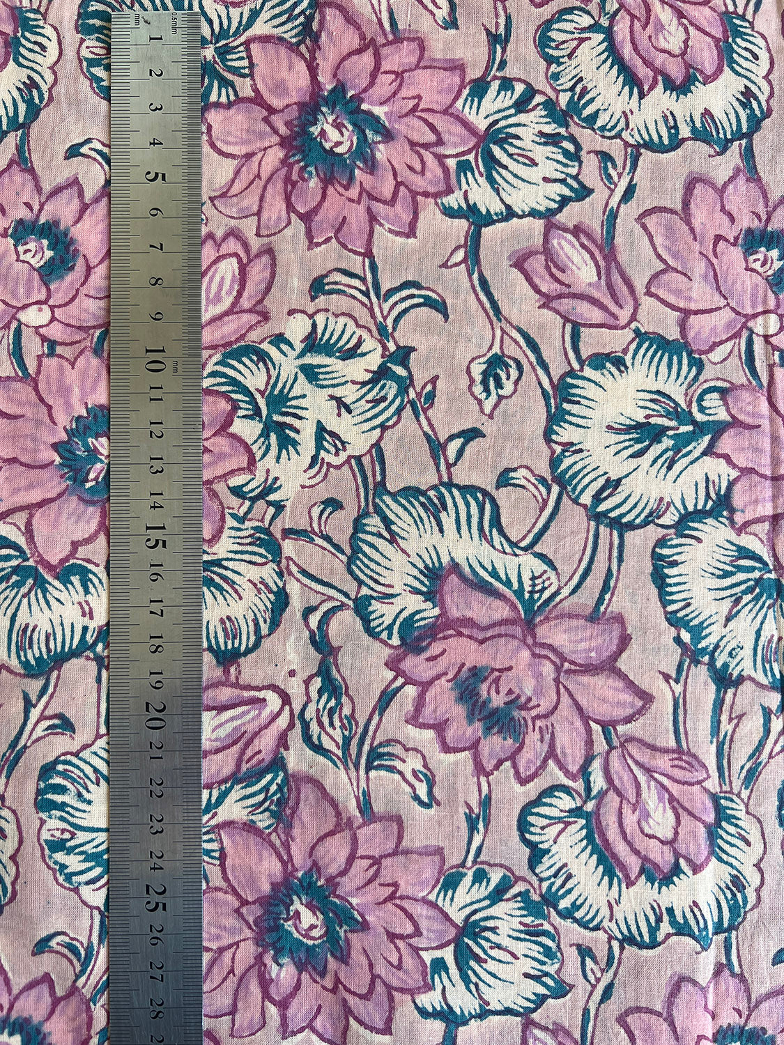 cotton fabric | dirty chai, dusty pink & teal soft blooms