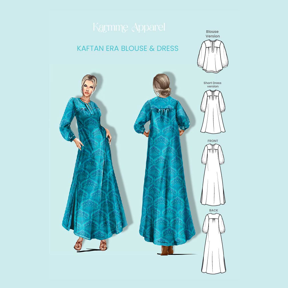 long kaftan dress pattern Simple Kaftan Sewing Pattern, Easy V-neck Maxi Dress (PDF Pattern)