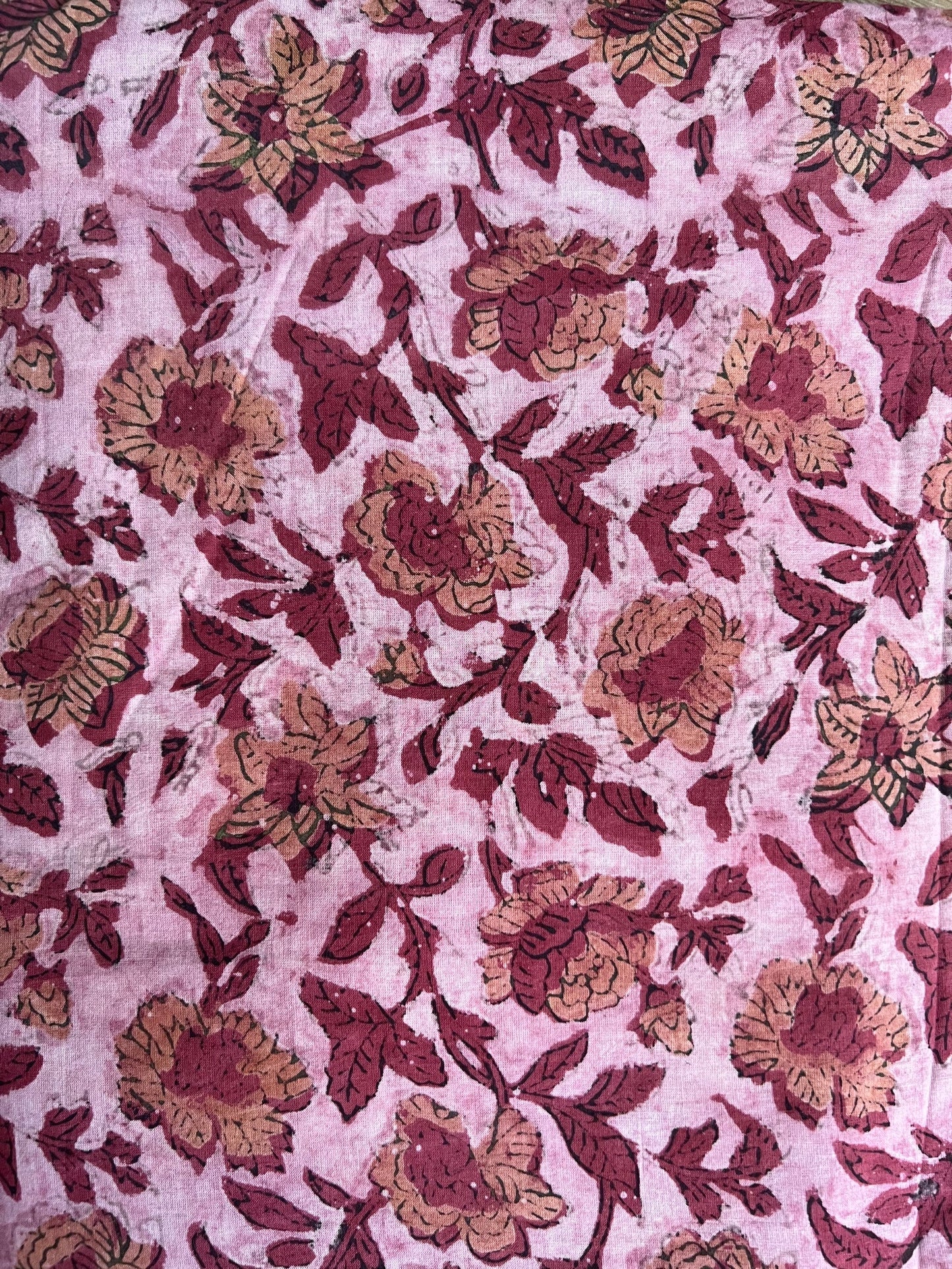 cotton fabric | voile raspberry & natural flowers