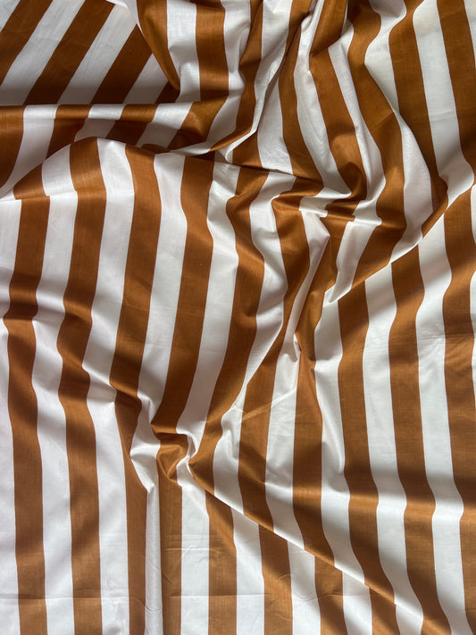 cotton fabric | caramel & white stripe