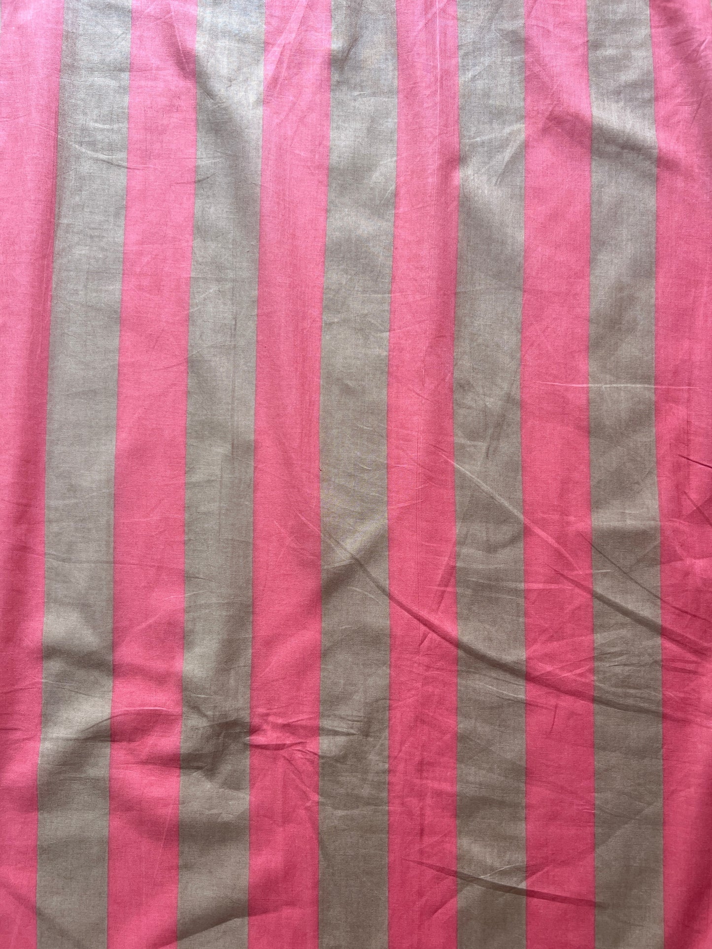 cotton fabric |  pink & neutral tan stripe