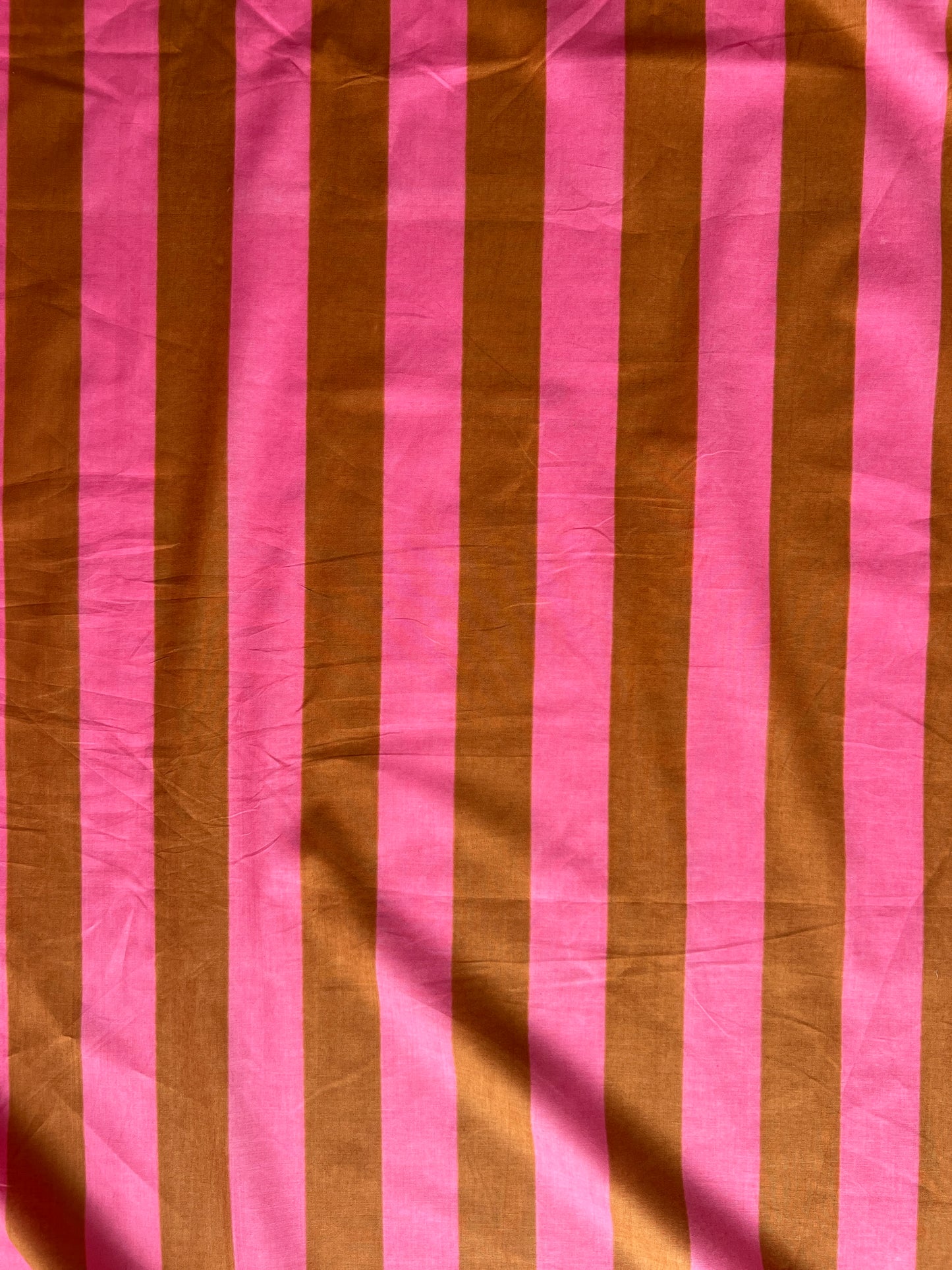 cotton fabric |  candy pink & caramel stripe