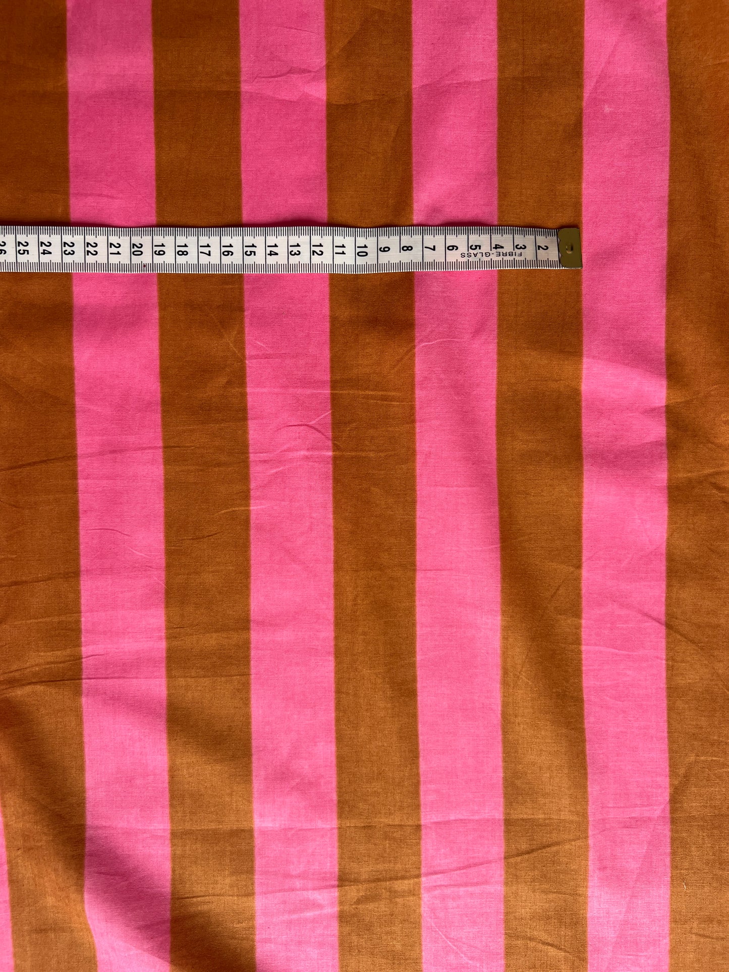 cotton fabric |  candy pink & caramel stripe