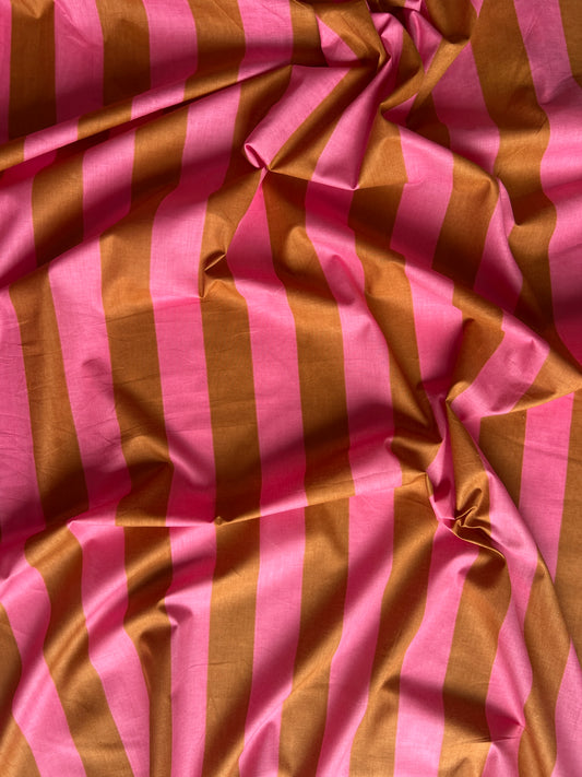 cotton fabric |  candy pink & caramel stripe