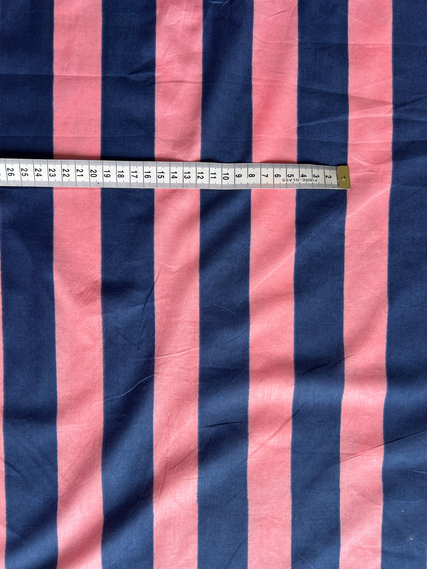 cotton fabric |  musk pink and navy stripe