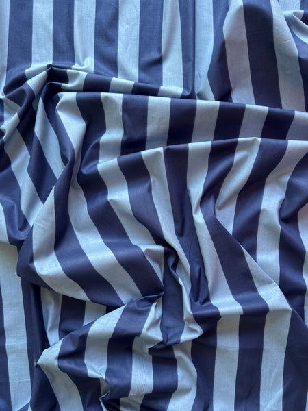 cotton fabric |  light chambray blue & navy stripe