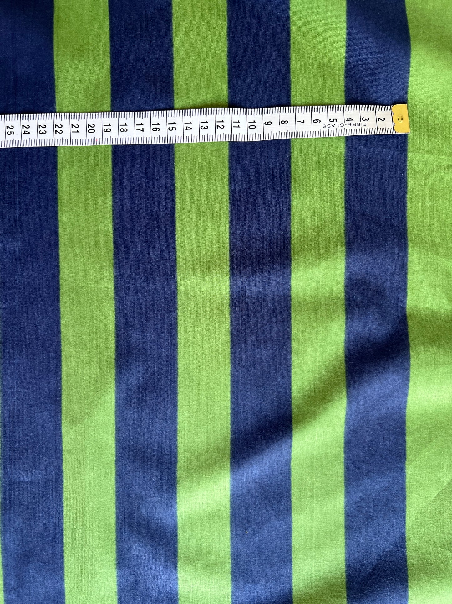 cotton fabric | navy blue & grass green stripe