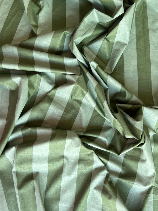 cotton fabric | sage green & moss green stripe