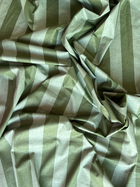 cotton fabric | sage green & moss green stripe