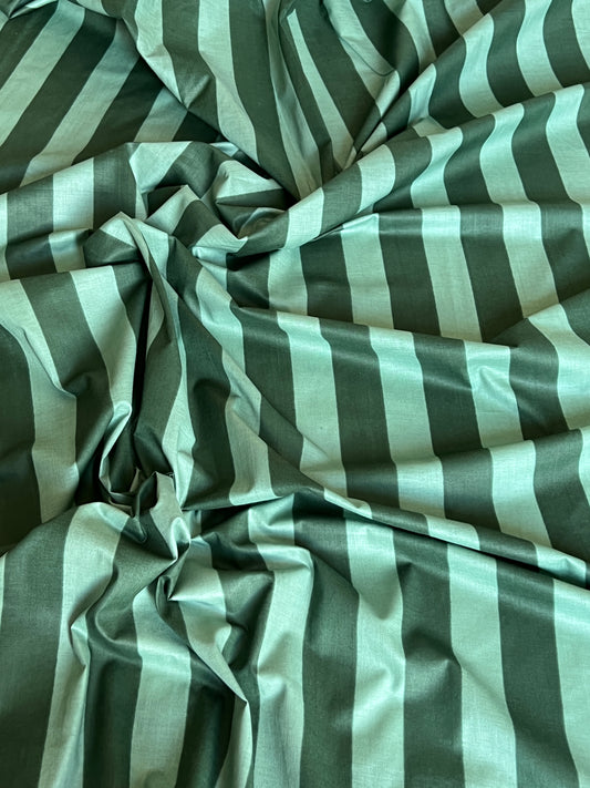 cotton fabric | forest green & sage green stripe