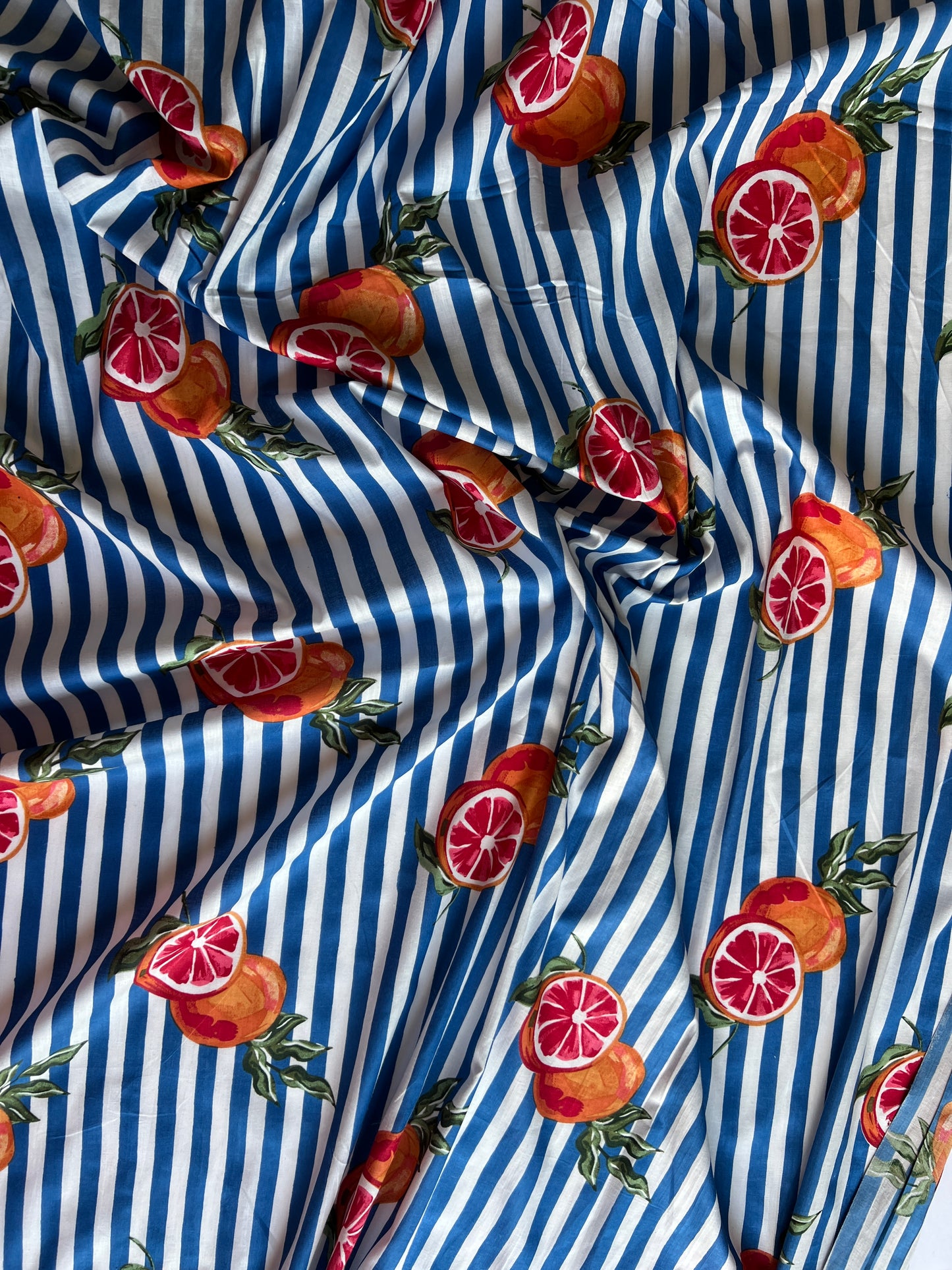 cotton fabric | aperol spritz blue stripe