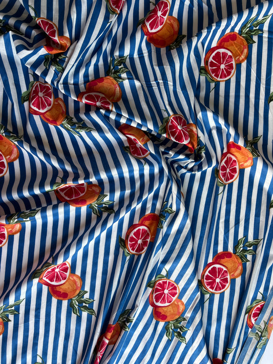 cotton fabric | aperol spritz blue stripe