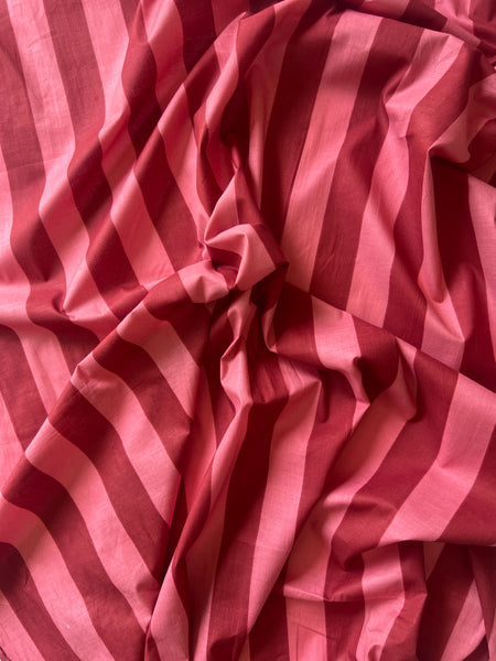 cotton fabric | raspberry and pink clay stripe