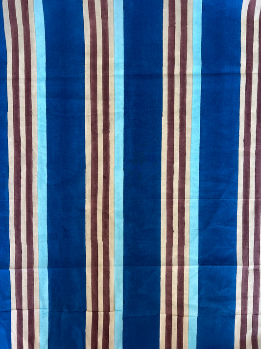 cotton fabric | Rottnest Stripes Blue, Aqua, Natural & Brown