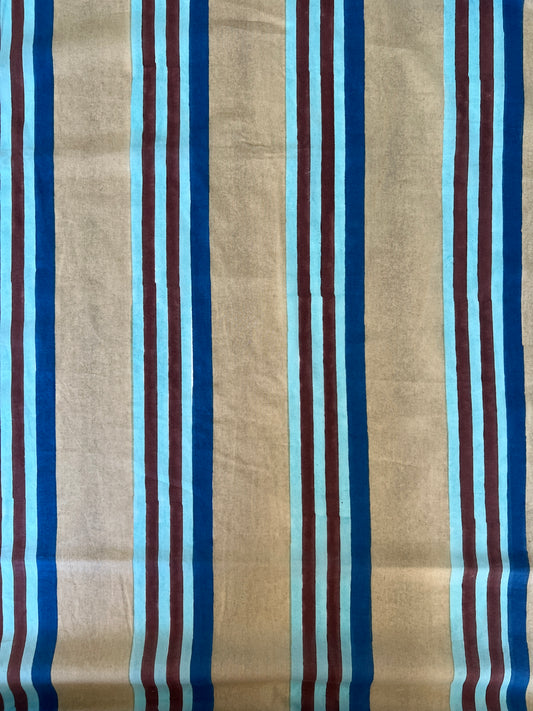 cotton fabric | Rottnest Stripes Natural, Blue, Aqua & Brown