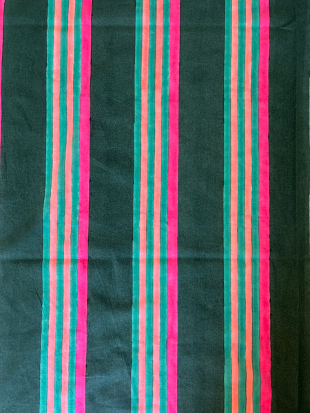 cotton fabric | Rottnest Stripes Deep Green, Hot pink, Turquoise and Blush pink