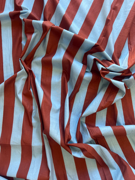 cotton fabric |  chocolate brown & pale blue