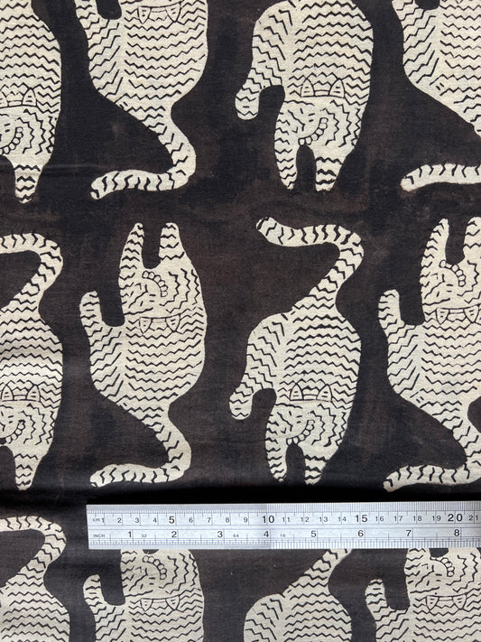 cotton fabric |  striped tiger on black