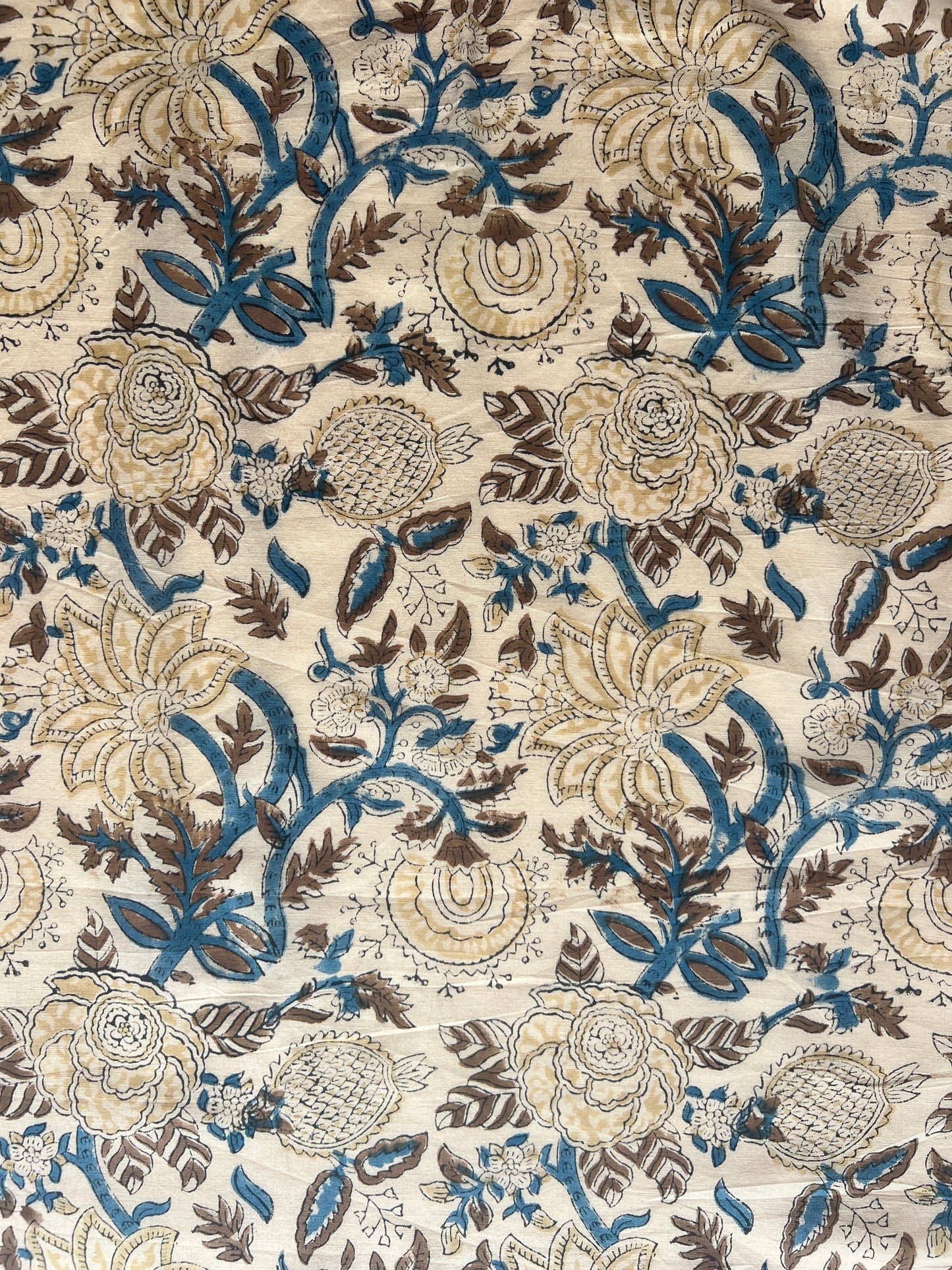 cotton fabric |  warm buttery yellow with large mixed floral prints