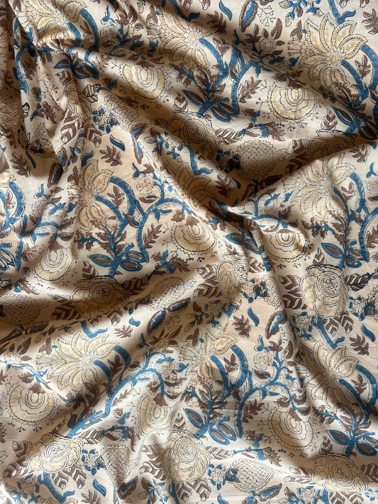 cotton fabric |  warm buttery yellow with large mixed floral prints
