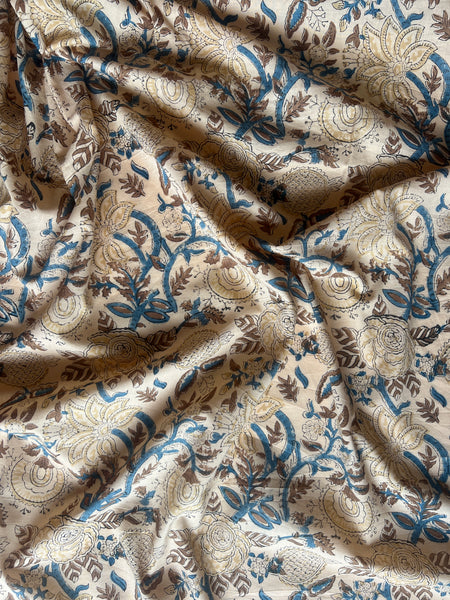 cotton fabric |  warm buttery yellow with large mixed floral prints