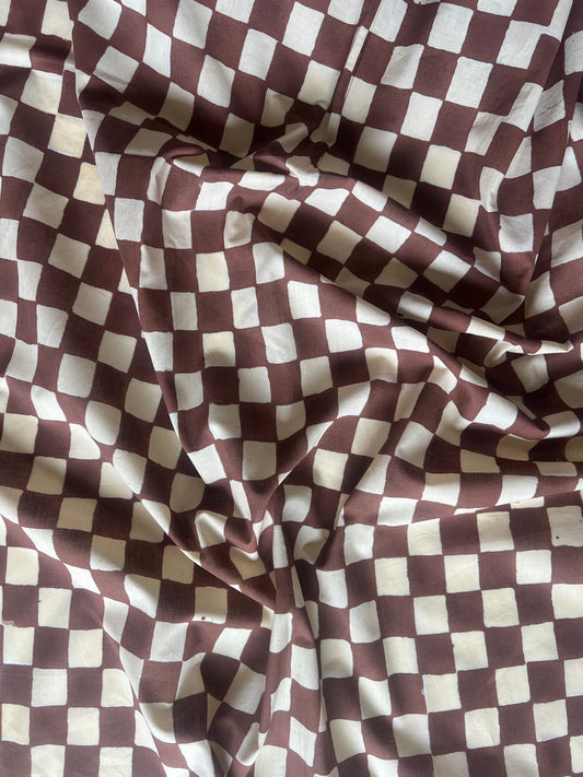 cotton fabric |  buttery yellow and milk chocolate brown checks | TopDeck