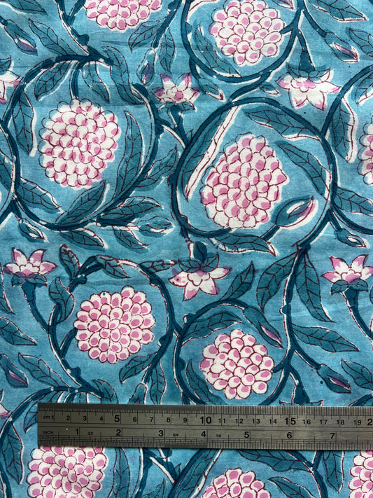 cotton fabric |  blue navy pink florals