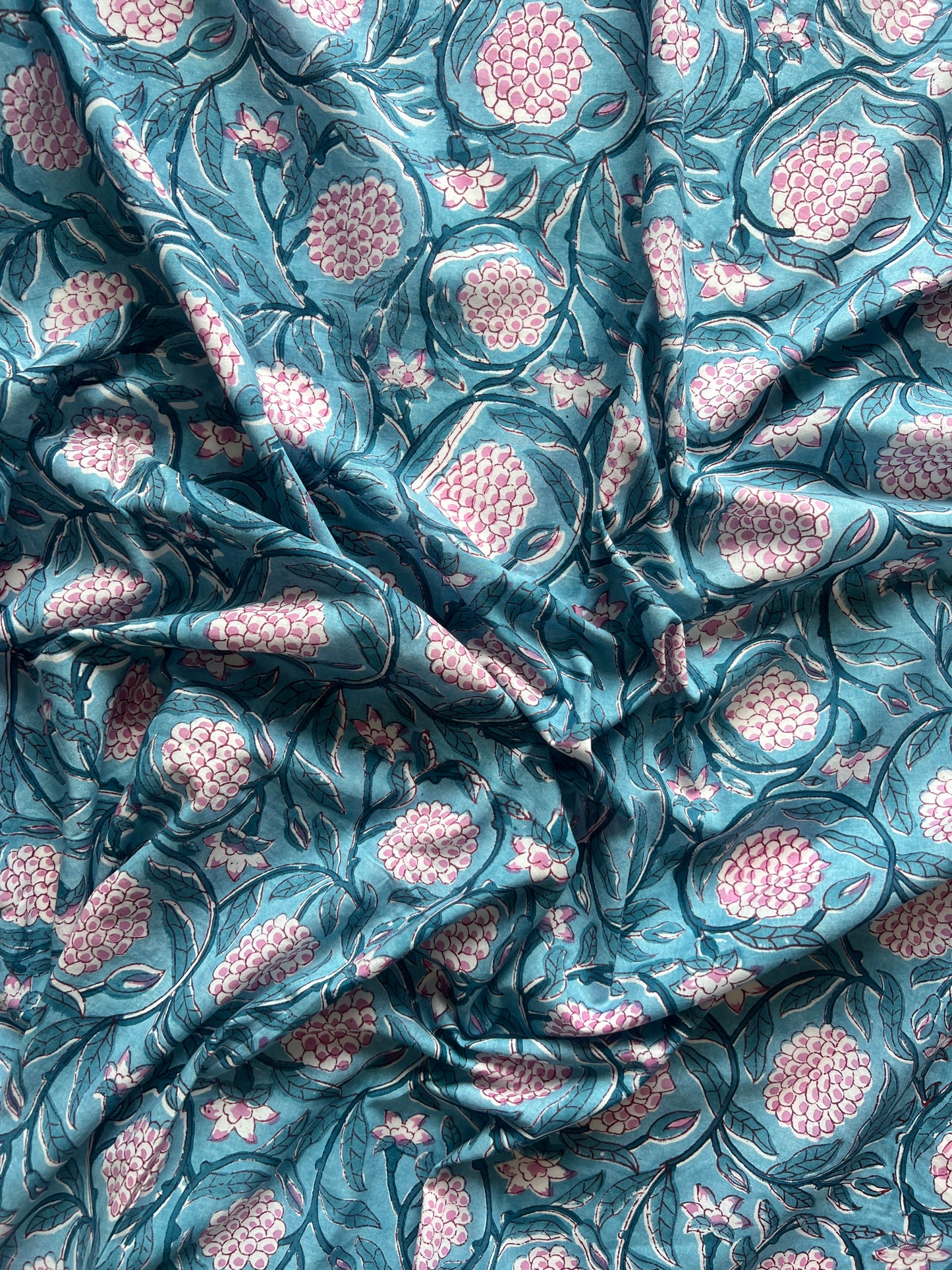 cotton fabric |  blue navy pink florals