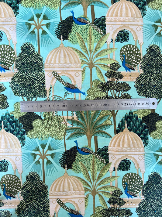 cotton fabric |  tropical paradise mint