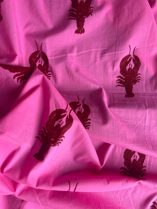 cotton fabric |  hot pink red lobster