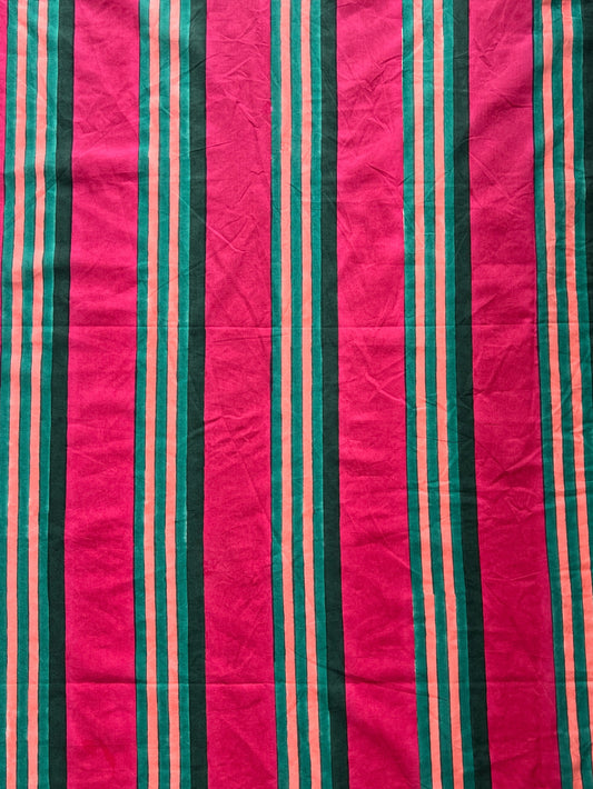 cotton fabric | Rottnest Stripes Raspberry Pink, Deep Green & Blush Pink